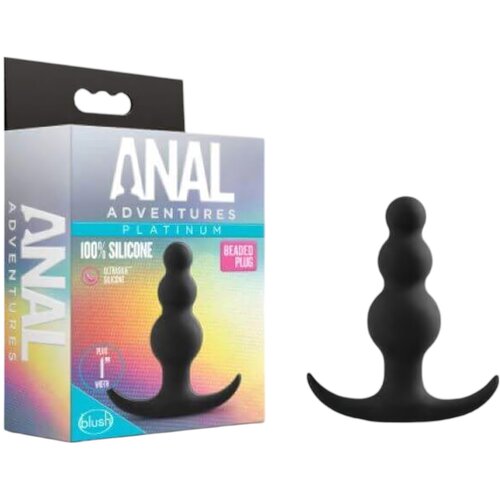 Anal Adventures Rebrast analni čep Platinum, črn Cene