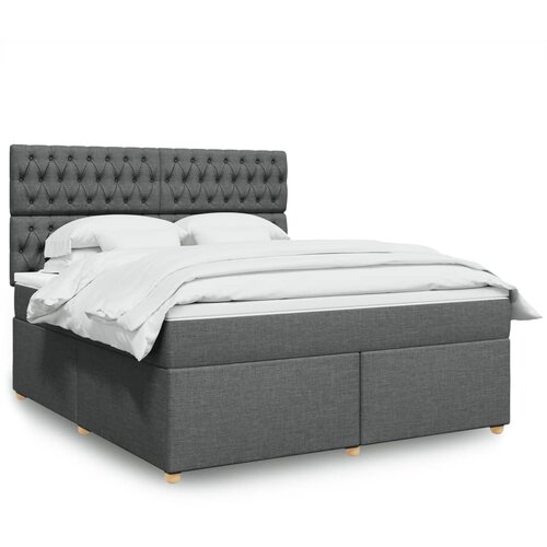 vidaXL Box spring postelja z vzmetnico temno siva 180x200 cm blago Cene
