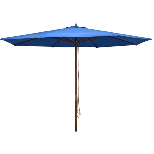VidaXL Zunanji senčnik z lesenim drogom 350 cm moder, (20610982) Slike
