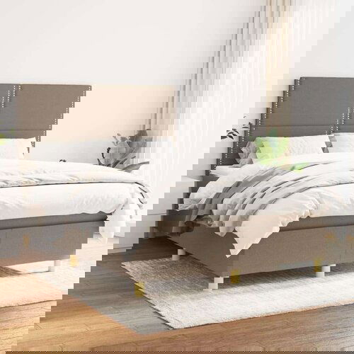  Box spring postelja z vzmetnico taupe 140x200 cm blago, (20723469) Slike