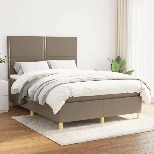  Box spring postelja z vzmetnico taupe 140x200 cm blago, (20723469)