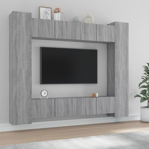  8-dijelni set TV ormarića sivog sonome konstruirano drvo Cijene