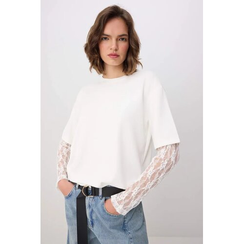 TRENDYOLMILLA ženska majica Twoss26Ts00191, ecru Cene