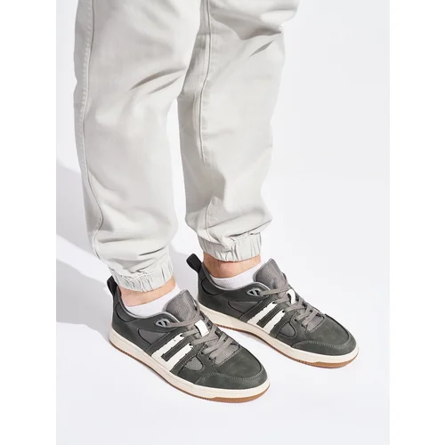 Shelvt Grey faux leather trainers