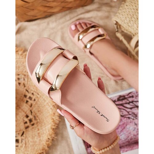 Resti Pink women's slippers with gold Serina ornament - Footwear Cene