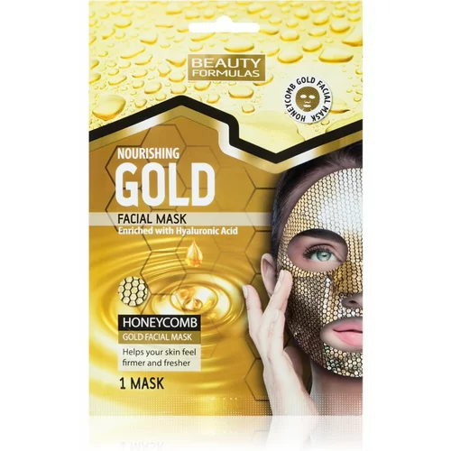 Beauty Formulas Gold hranilna tekstilna maska s hialuronsko kislino 1 kos