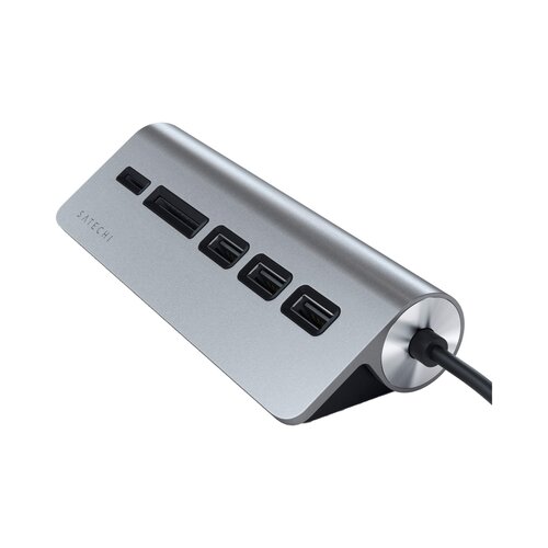 Satechi Aluminium Type-C USB Hub 3x USB 3.0/MicroSD/ siva Cene