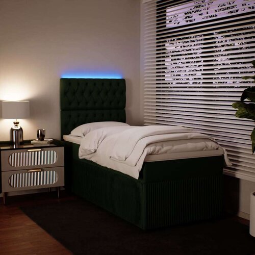 VidaXL box spring krevet s madracem tamnozeleni 90x200 cm bar&amp;scaron;unasti Slike