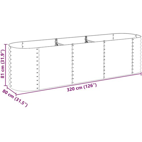  Vrtna sadilica od pocinčanog čelika 320 x 80 x 81 cm siva Slike
