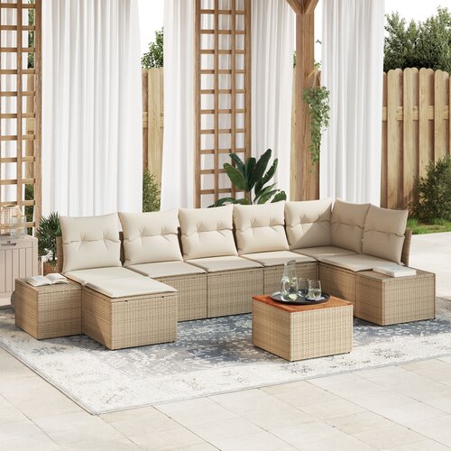 vidaXL 8-komadni vrtni sofa set s jastuсima bež poly ratan akacija Cene