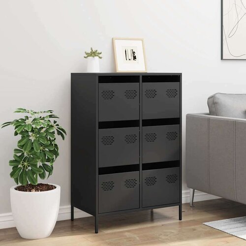 VidaXL Visoka omara črna 68x39x101,5 cm jeklo Slike