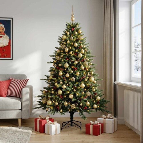  Umjetno božićno drvce s kuglicom 210 cm 300 LED lampica Slike