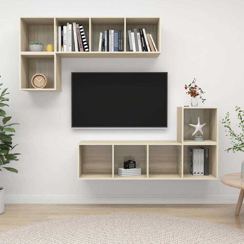  4-dijelni set TV ormarića boja hrasta sonome konstruirano drvo Cene