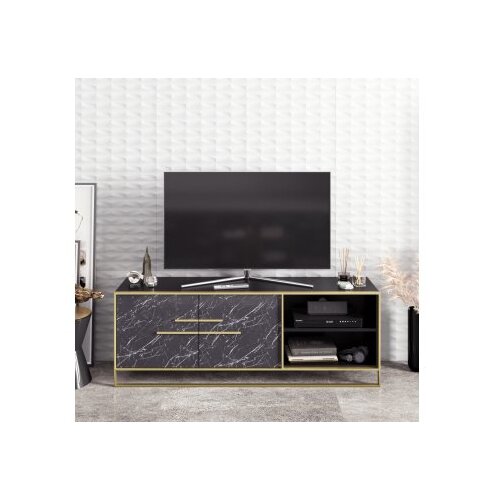 HANNAH HOME TV komoda, zlatno-crna Slike