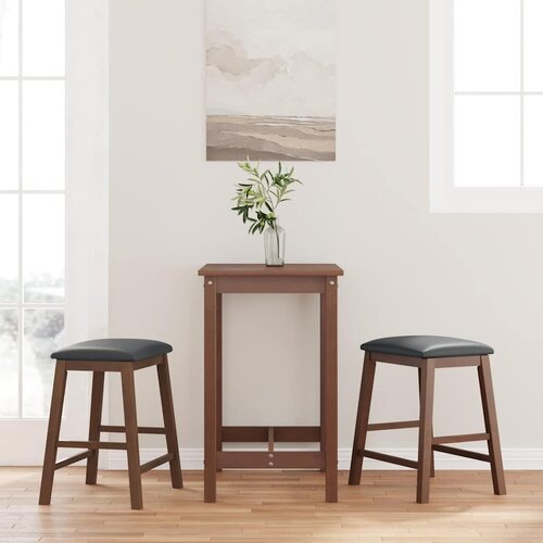 vidaXL Bar stoli z blazinami 2 kosa Brown Solid Wood Rubber Cene