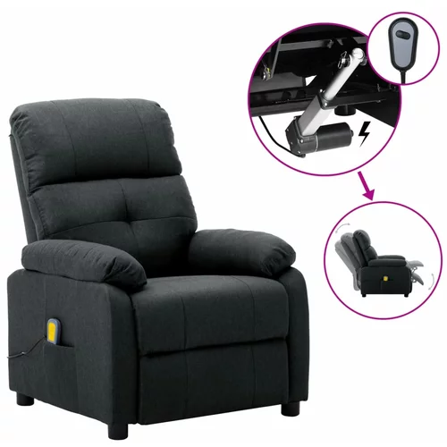 vidaXL Električni masažni fotelj temno sivo blago