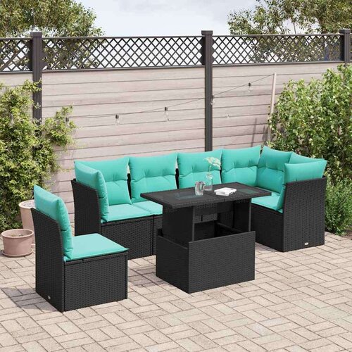 vidaXL 6-dijelni set vrtnih sofa s jastucima crni od poliratana Cijene