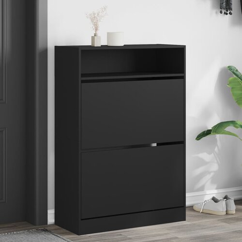 VidaXL Omarica za čevlje z 2 predaloma črna 80x34x116 cm Slike