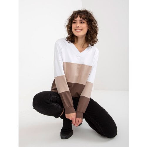 RUE PARIS Sweatshirt-RV-BL-8328.65P-white-brown Slike
