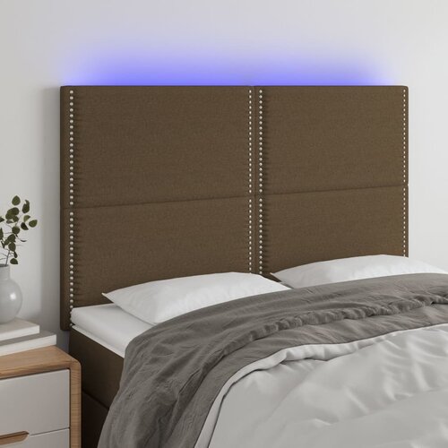  LED uzglavlje tamnosmeđe 144x5x118/128 cm od tkanine Cene