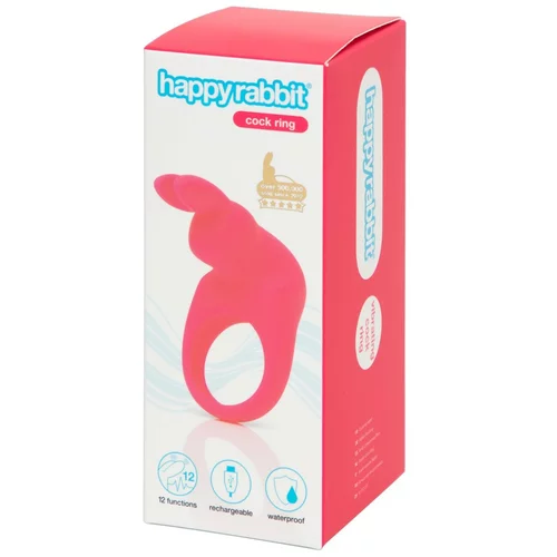 Happy Rabbit Cock - punjivi vibrirajući prsten za penis (roza)