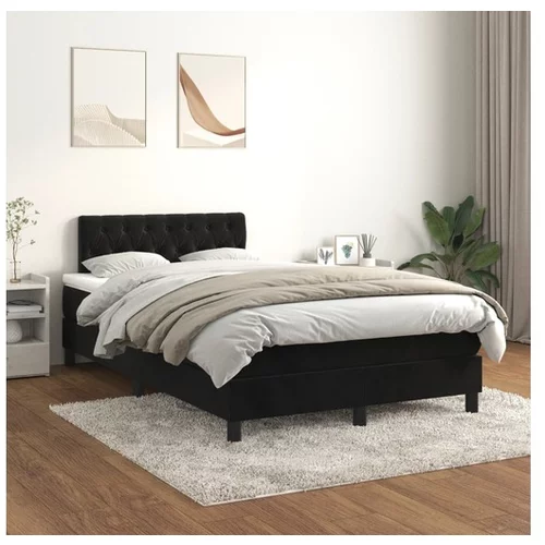  Box spring postelja z vzmetnico črna 120x200 cm žamet