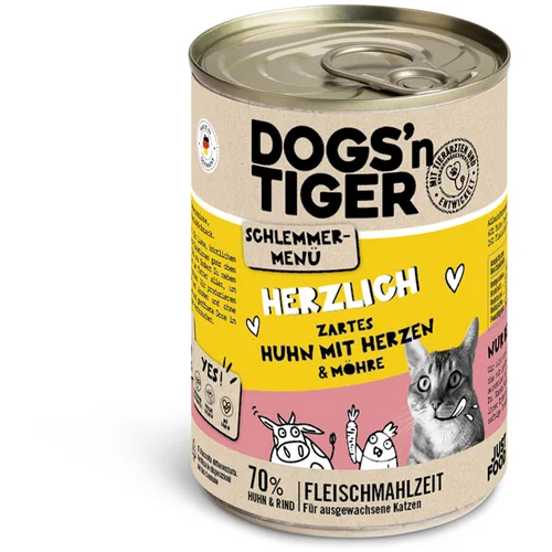 Dogs'n Tiger Varčno pakiranje gurmanski meni 12 x 400 g - Piščanec s srci