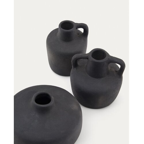 Kave Home Crne vaze u setu 3 kom od terakote (visina 6 cm) Sofra &amp;ndash; Slike