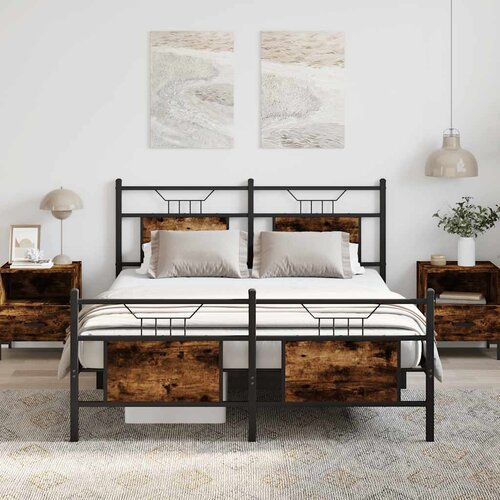 Furnova Posteljni okvir brez vzmetnice hrast 137x190 cm inženirski les, (21936471) Slike