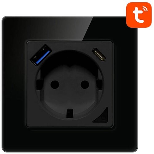 smart+ Wifi Wall Outlet 16a 2xusb Tuya Black Alexa Google Assistant Cijene