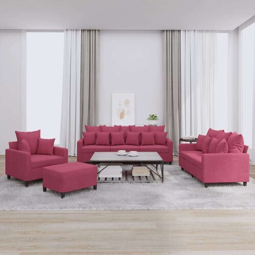  4-dijelni set sofa s jastucima crvena boja vina bar&amp;scaron;unasti Slike