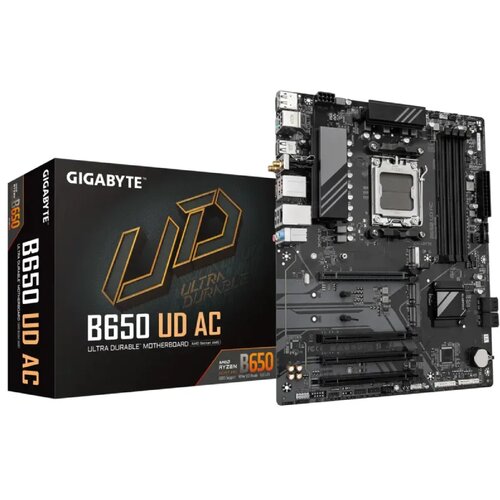 Gigabyte B650 UD AC Motherboard - AMD Ryzen 9000 Series CPUs, 6+2+2 Phases VRM, up to 8000MHz DDR5 (OC), 1xPCIe 5.0 + 2xPCIe 4.0 M.2, GbE LAN, WIFI 5, USB 3.2 Gen 2 Cene