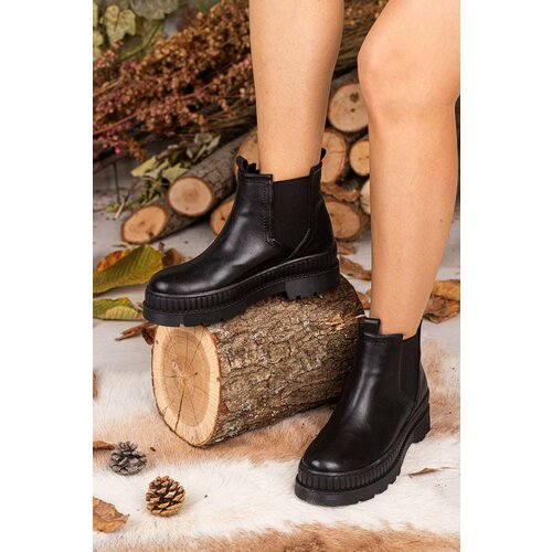 armonika Women's Black Elastic Sides Thick Flat Sole Boots Cene