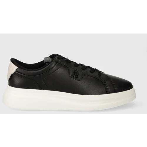 Tommy Hilfiger Usnjene superge POINTY COURT SNEAKER črna barva, FW0FW07460