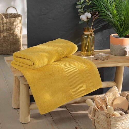 Douceur d int&amp;eacute;rieur Rumena bombažna brisača iz frotirja 90x150 cm Tendresse &amp;ndash; Slike
