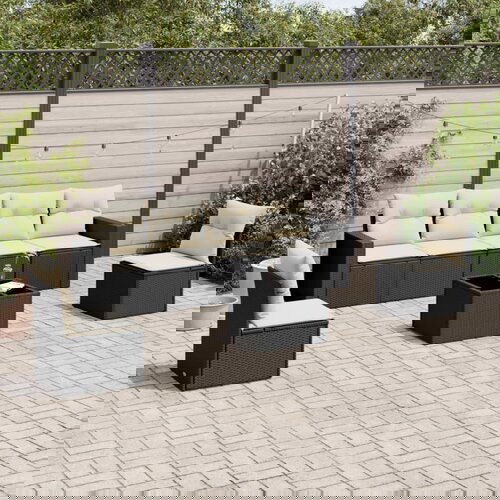 vidaXL 7-dijelni set vrtnih sofa od poliratana s jastucima crni Cijene