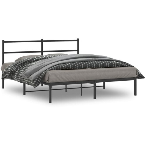  Metalni okvir za krevet s uzglavljem crni 160x200 cm Cene