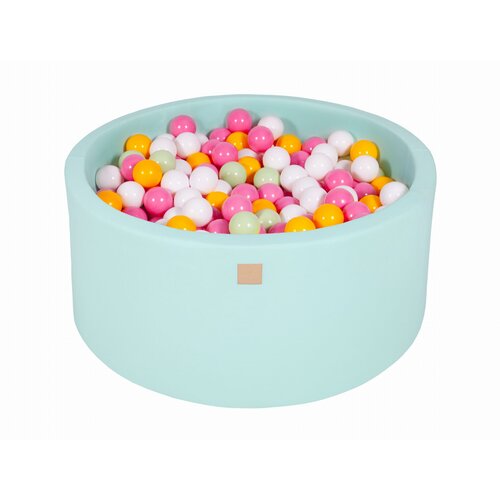 MeowBaby Bazen z žogicami, 90x40 cm s 300 žogicami, bombaž, mint: bela/svetlo zelena/svetlo roza/rumena, (21295028) Cene