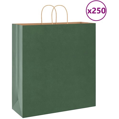  Papirnate vrećice 250 kom s ručkama zelene 45x17x48 cm Slike