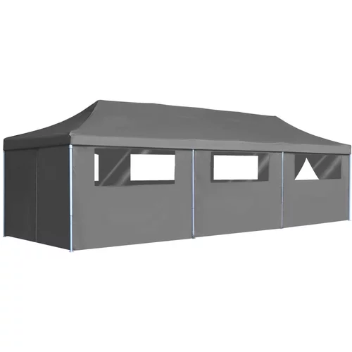 vidaXL sklopivi šator za zabave s 8 bočnih zidova 3 x 9 m antracit