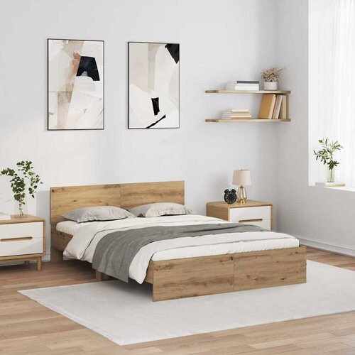 vidaXL Konstrukcija postelje Umetni hrast 140 x 200 cm Konstruiran les Cene