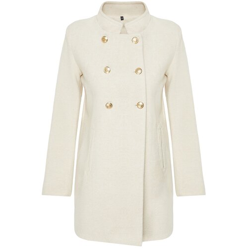 Trendyol Ecru Button Detailed Regular Midi Coat Cene