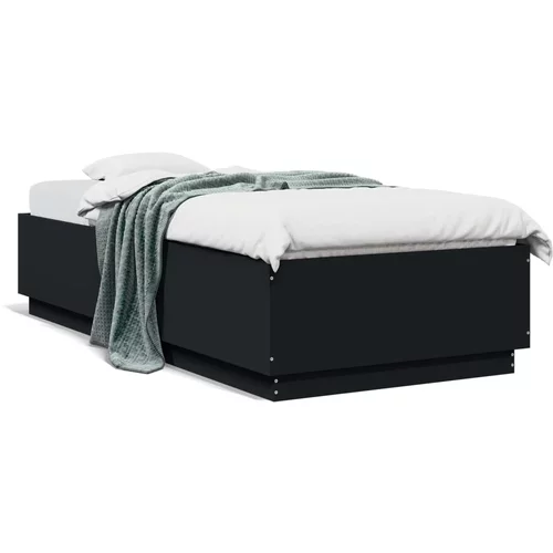  Okvir za krevet s LED svjetlima crni 90 x 200 cm drveni