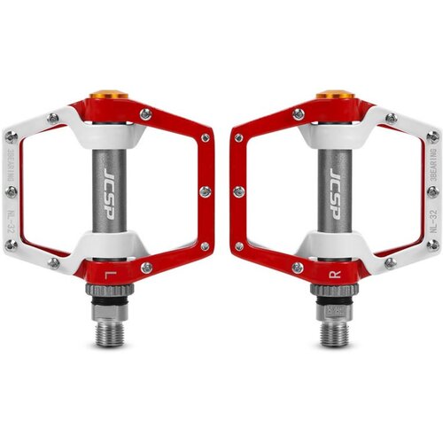 INF Aluminijasta protizdrsna kolesarska pedala x2 z zaprtim ležajem white + red, (5000300544) Cene
