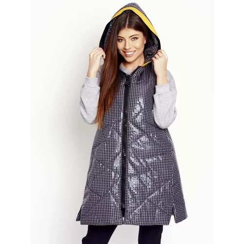 Cocomore Gray vest pattern pepitka with hood