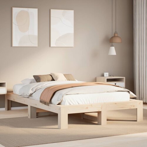 VidaXL Posteljni okvir brez vzmetnice 120x190 cm trdna borovina Slike