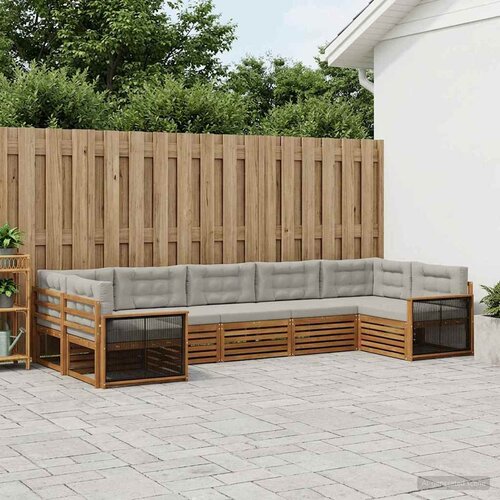  Set vanjskih sofa 7 kom. Prirodna i svjetlosiva Cene