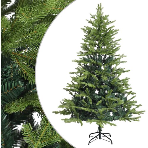  Umjetno božićno drvce s nogom 210 cm PVC i metal Zelena Slike