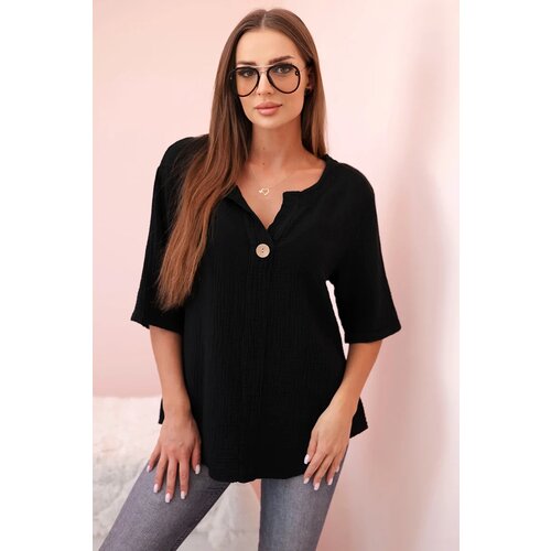 Kesi Włoski Women's muslin shirt with a button black Cijene
