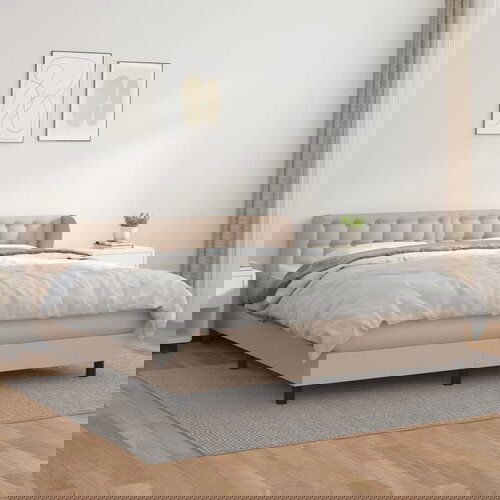 vidaXL Krevet s oprugama i madrac cappuccino 160x200cm od umjetne kože Cijene
